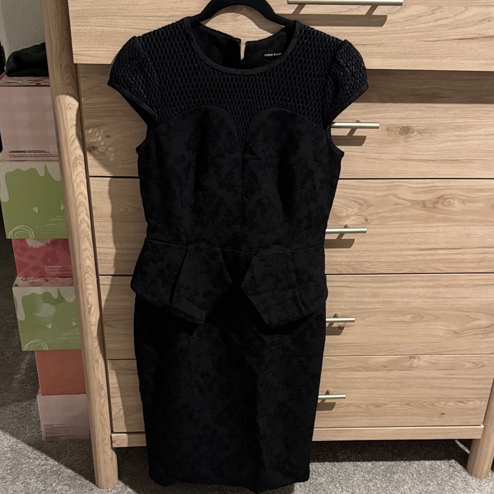 Karen Millen Black Textured Midi Dress